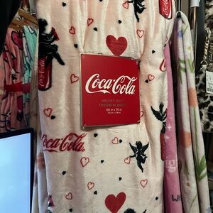 Coca Cola Velvet Soft Throw Blanket - Red, Black, and White